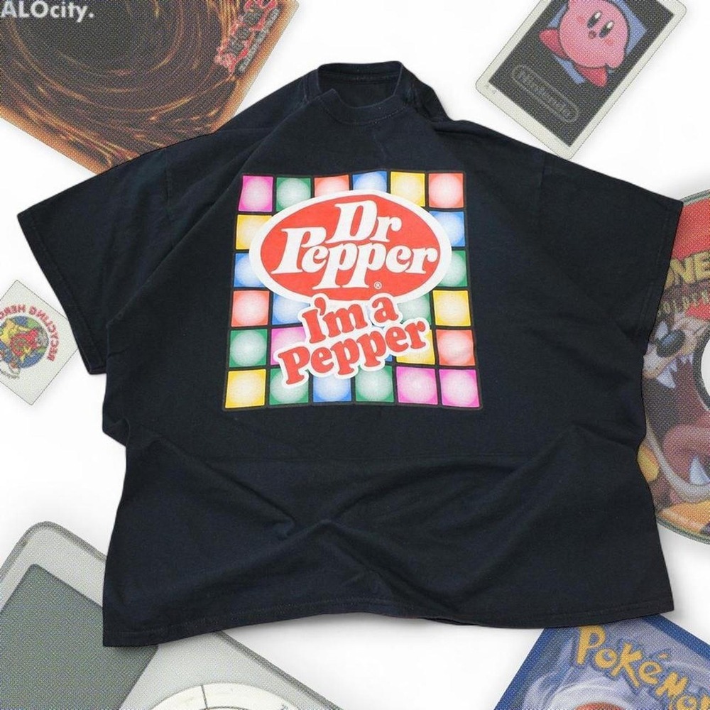 American Vintage Y2K Black Dr Pepper Graphic Tee I'm a Pepper Shirt Mens Large
